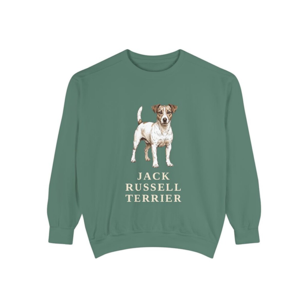 jack-russell-terrier-sweatshirt-light-green Jack Russell Terrier Sweatshirt, Light Green, front view