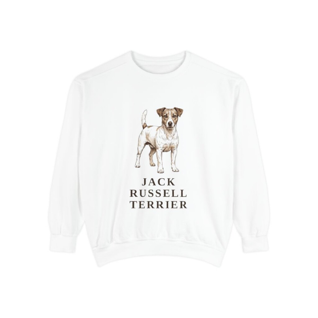 jack-russell-terrier-sweatshirt-white Jack Russell Terrier Sweatshirt, White, front view