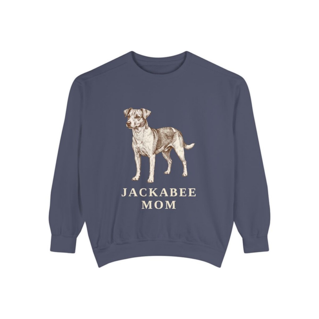 Jackabee Mom Sweatshirt, Denim, front view