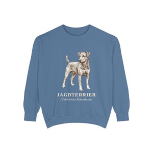 jagdterrier-sweatshirt-latin-blue-jean Jagdterrier Latin Sweatshirt, Blue Jean, front view