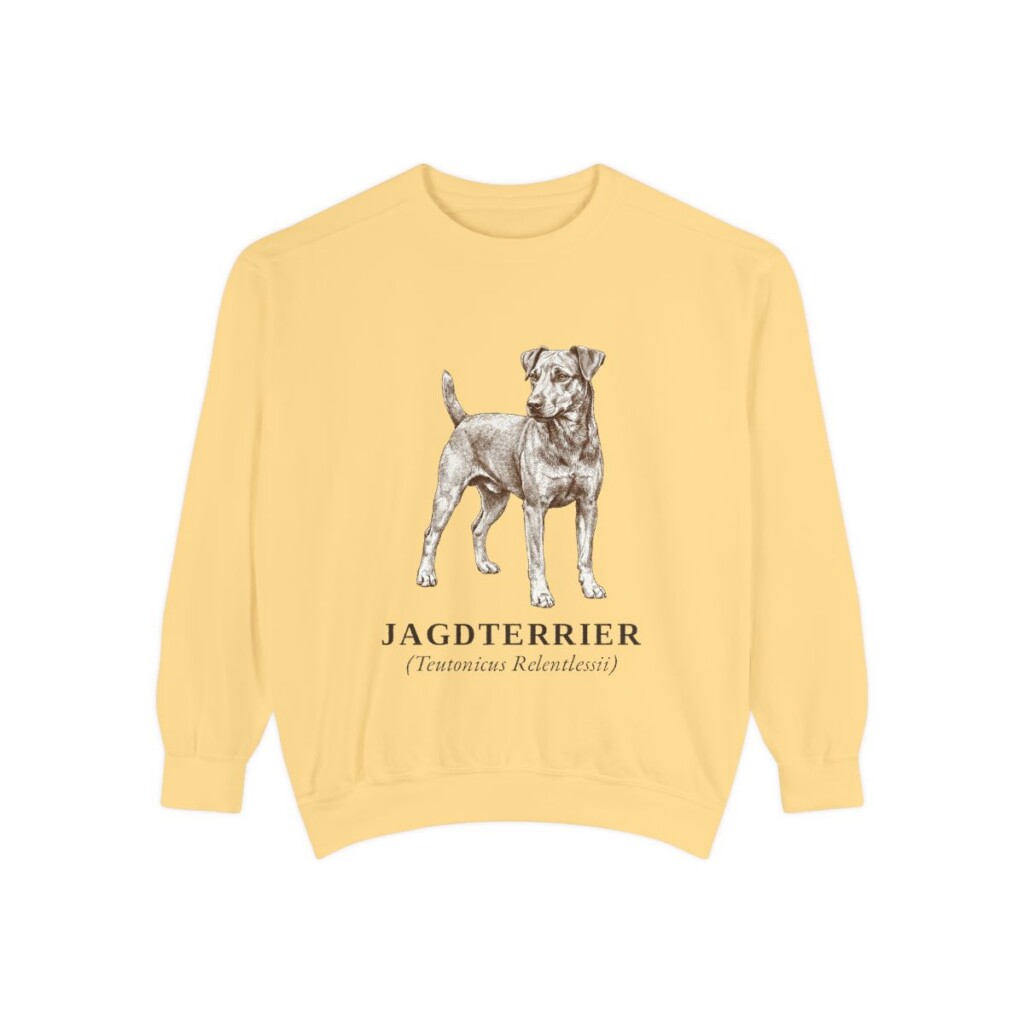 jagdterrier-sweatshirt-latin-butter Jagdterrier Latin Sweatshirt, Butter, front view