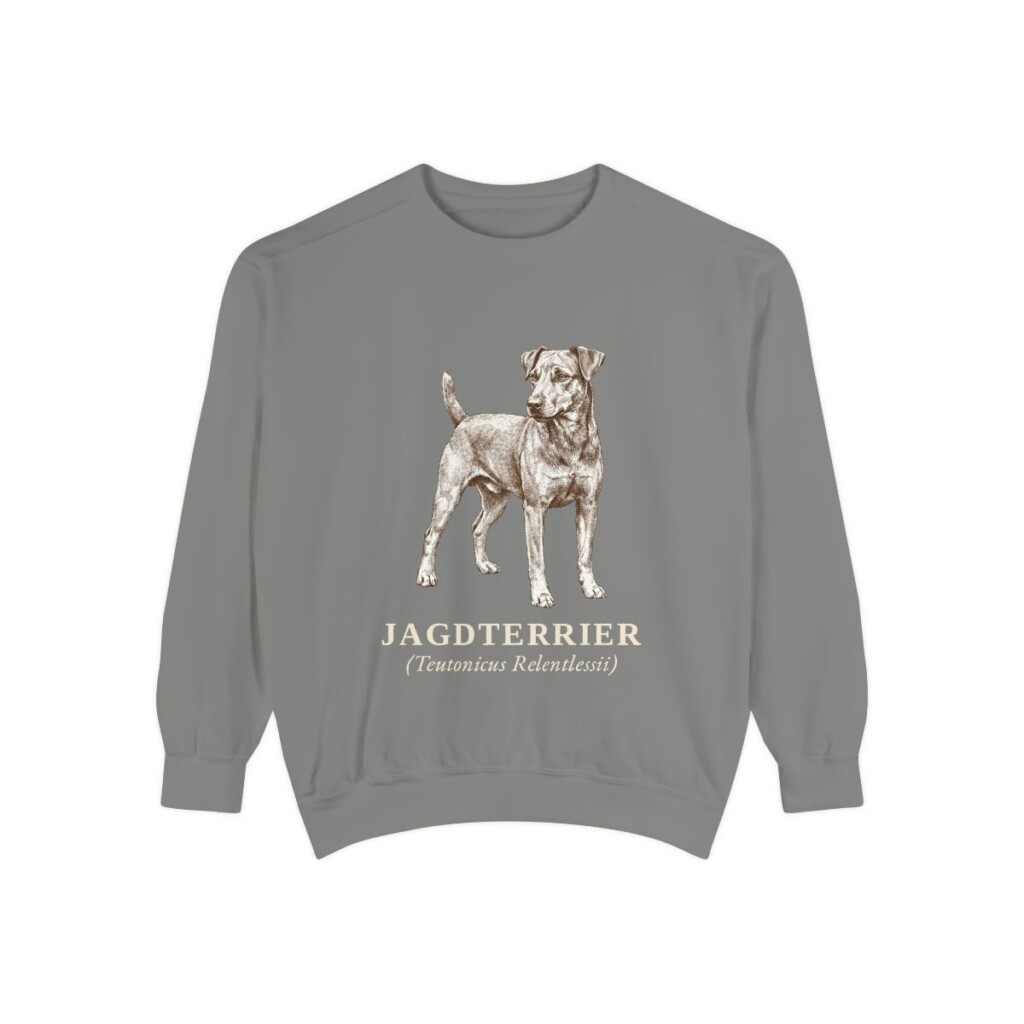 jagdterrier-sweatshirt-latin-grey Jagdterrier Latin Sweatshirt, Grey, front view