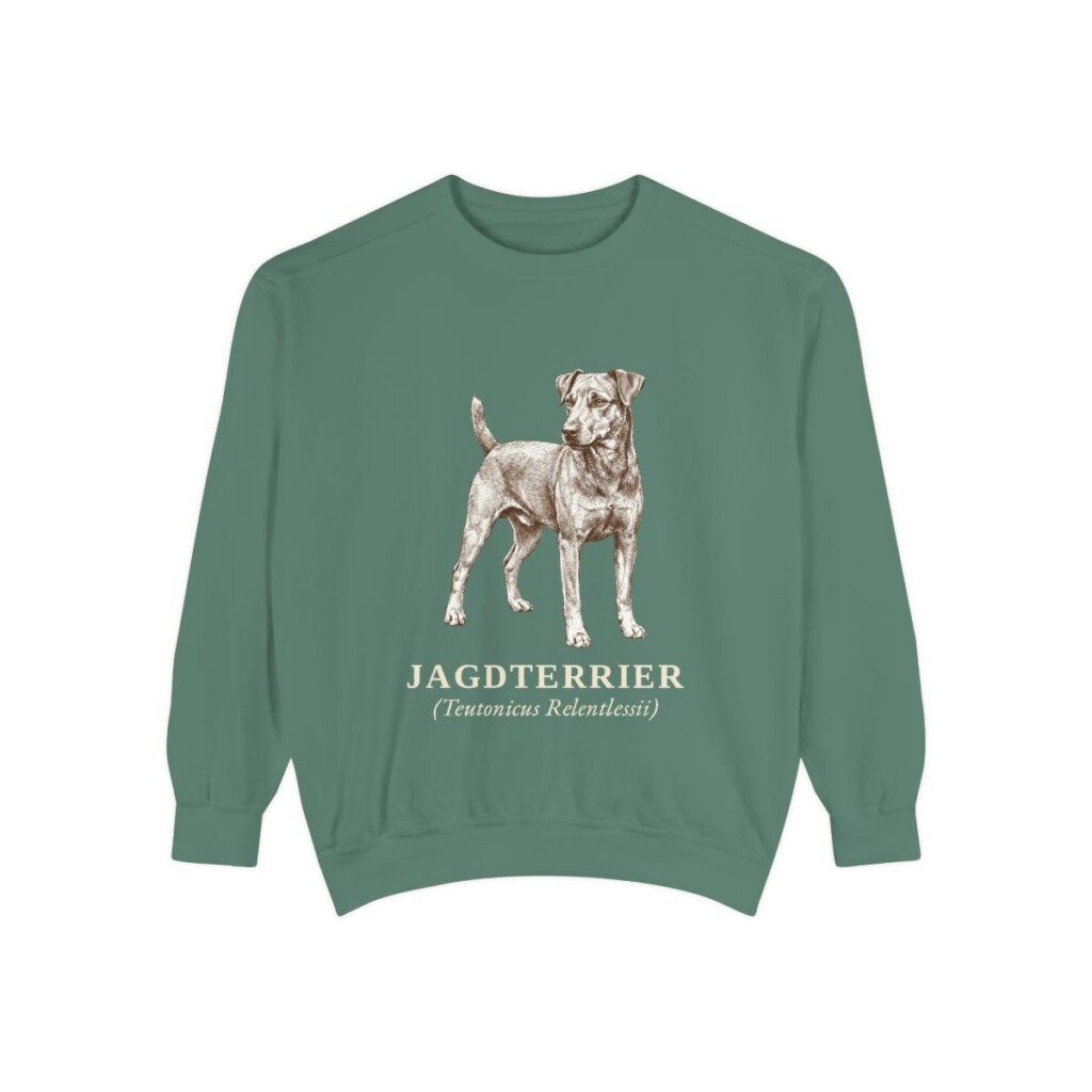 jagdterrier-sweatshirt-latin-light-green Jagdterrier Latin Sweatshirt, Light Green, front view