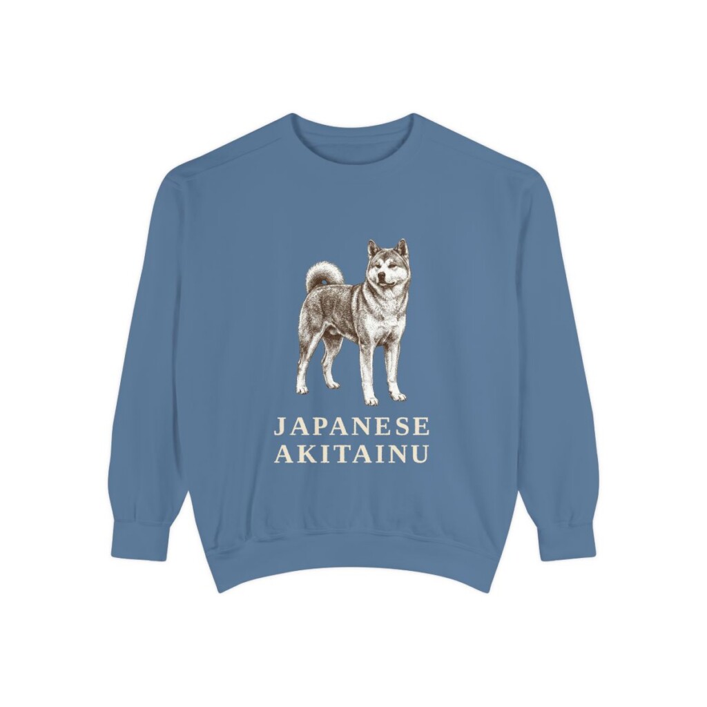 Japanese Akitainu Sweatshirt, Blue Jean, front view
