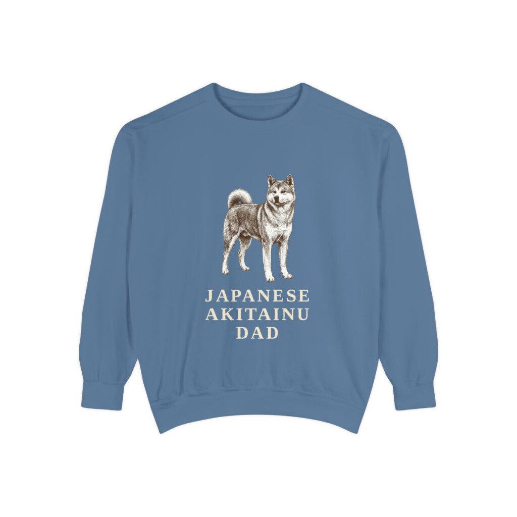 japanese-akitainu-sweatshirt-dad-blue-jean Japanese Akitainu Dad Sweatshirt, Blue Jean, front view