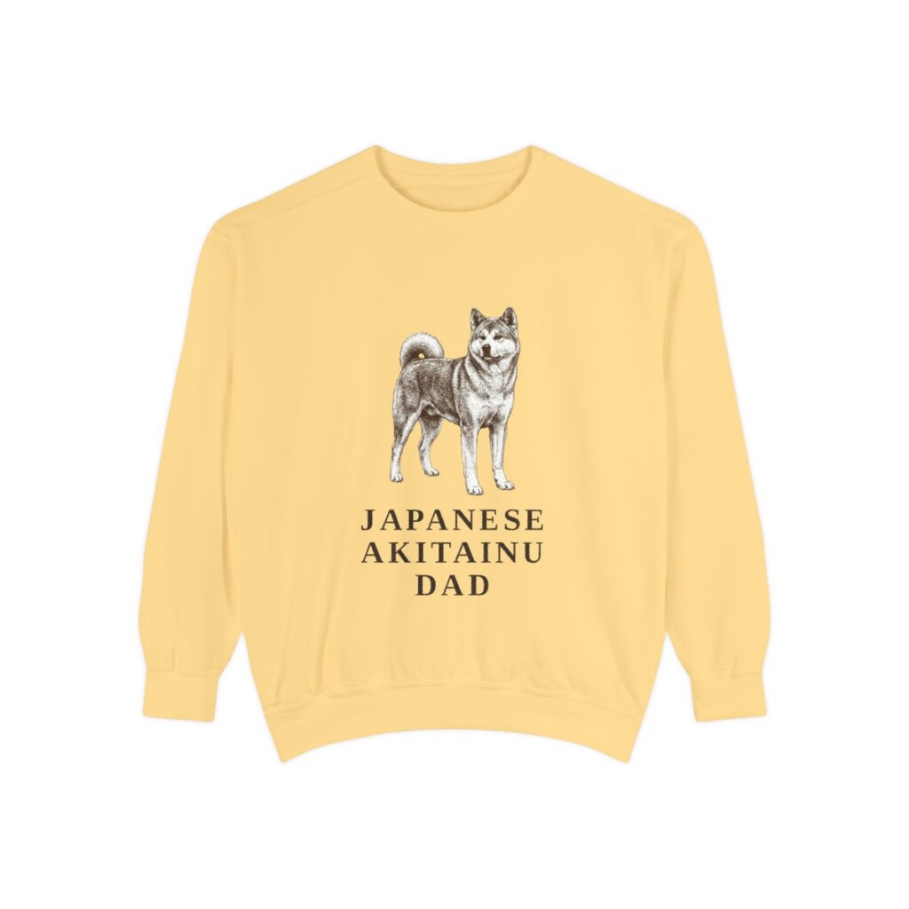 japanese-akitainu-sweatshirt-dad-butter Japanese Akitainu Dad Sweatshirt, Butter, front view