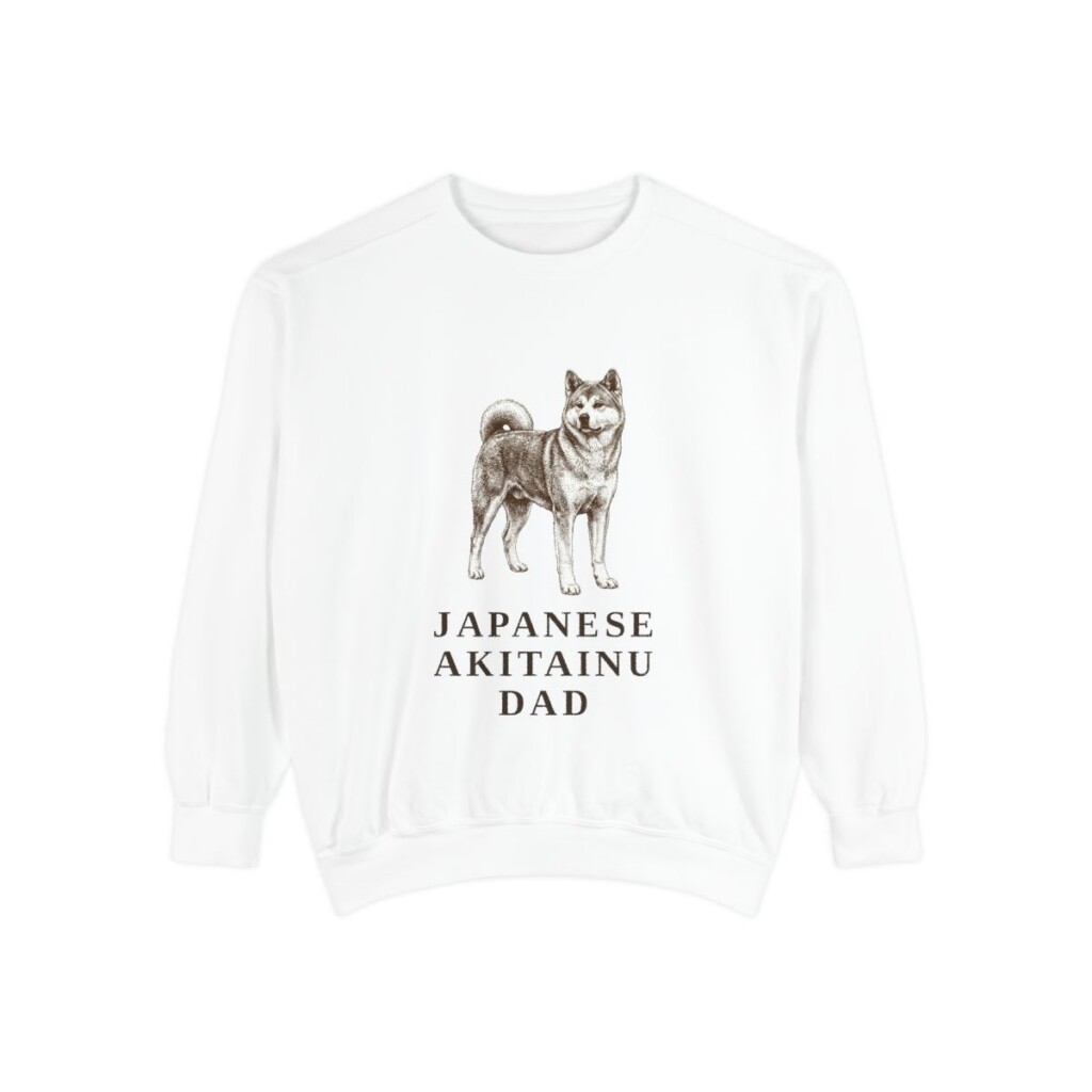 japanese-akitainu-sweatshirt-dad-white Japanese Akitainu Dad Sweatshirt, White, front view
