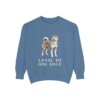 Japanese Akitainu Humor Sweatshirt, Blue Jean, front view