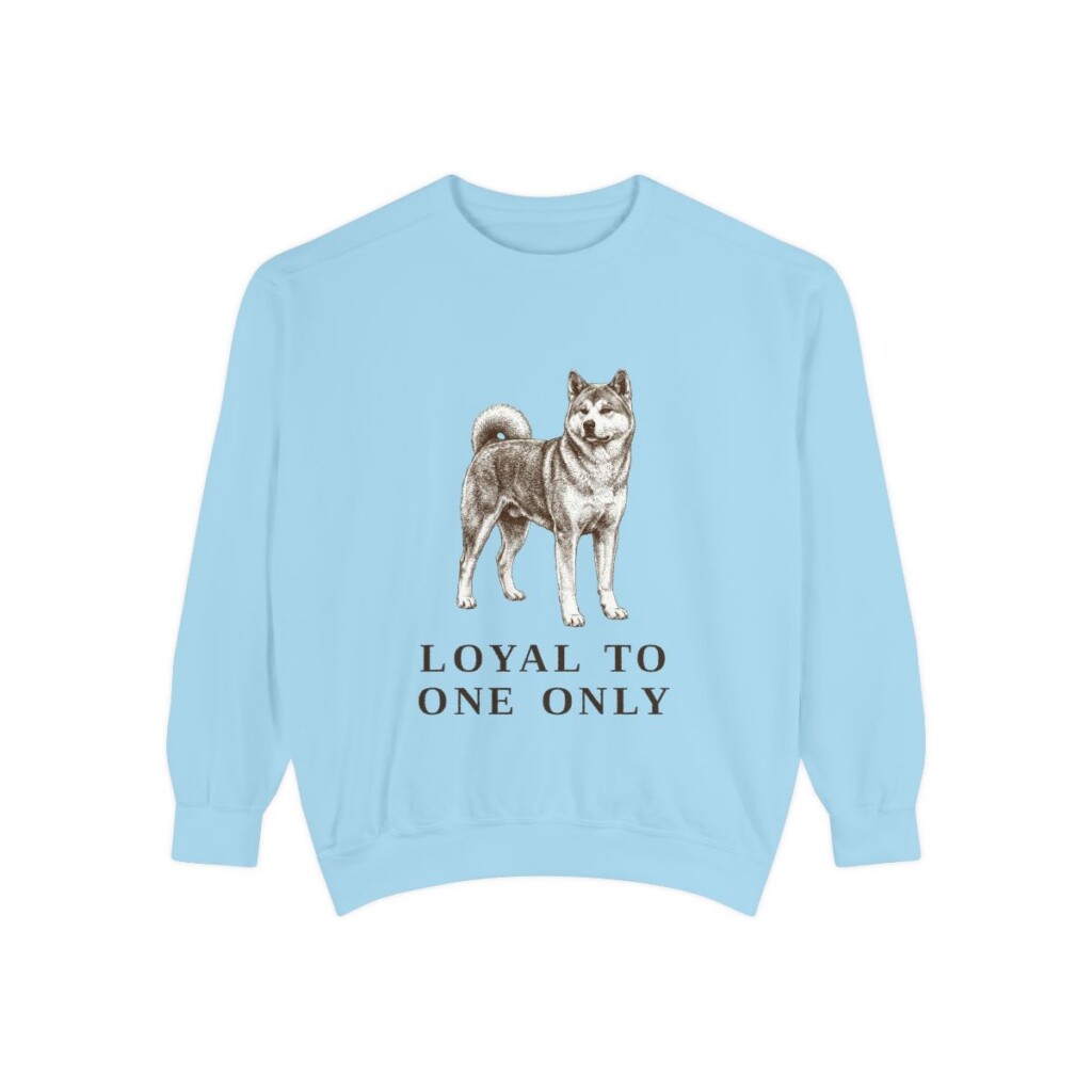 Japanese Akitainu Humor Sweatshirt, Chambray, front view