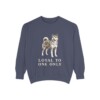 Japanese Akitainu Humor Sweatshirt, Denim, front view