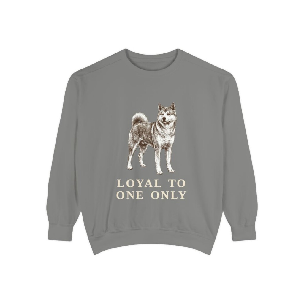 Japanese Akitainu Humor Sweatshirt, Grey, front view