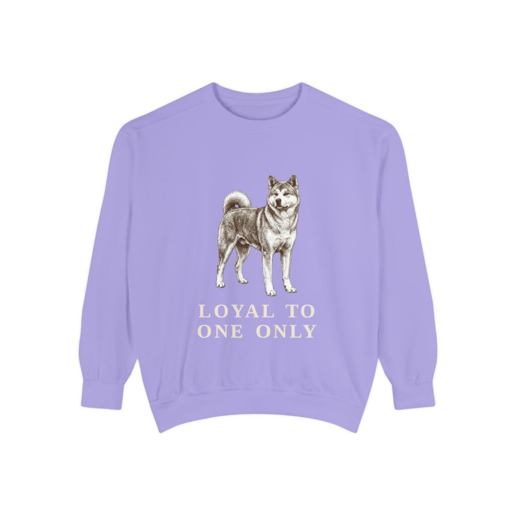 Japanese Akitainu Humor Sweatshirt, Violet, front view