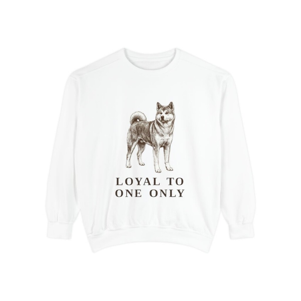 Japanese Akitainu Humor Sweatshirt, White, front view