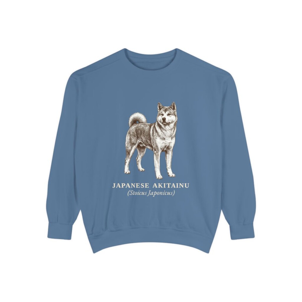 Japanese Akitainu Latin Sweatshirt, Blue Jean, front view