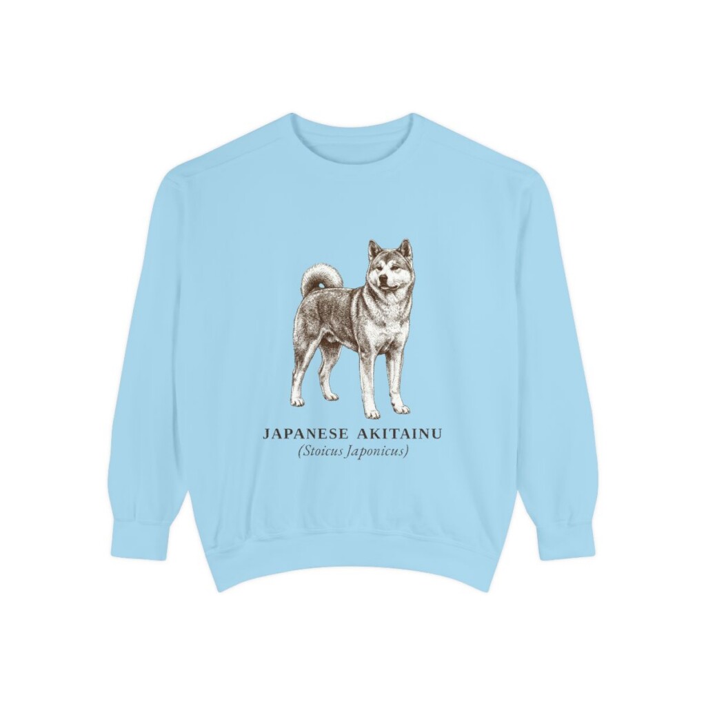 Japanese Akitainu Latin Sweatshirt, Chambray, front view