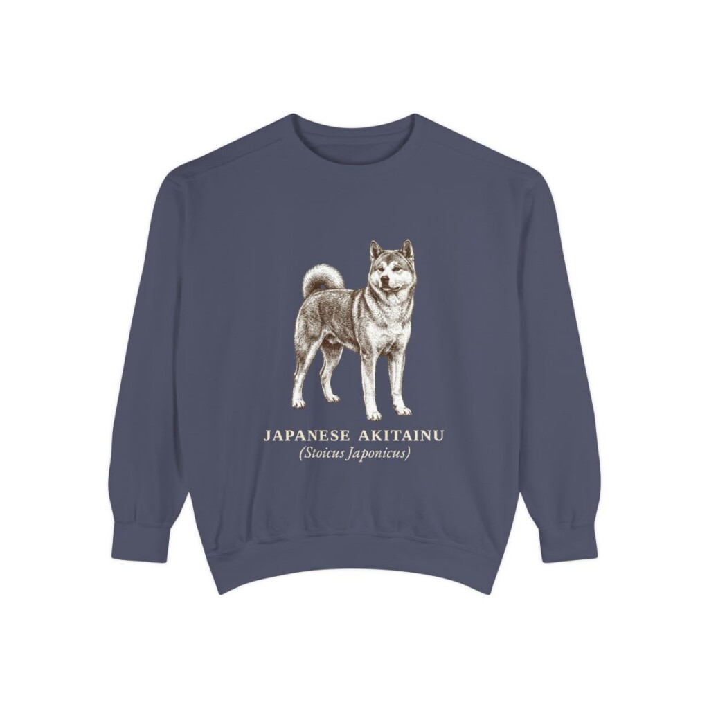Japanese Akitainu Latin Sweatshirt, Denim, front view