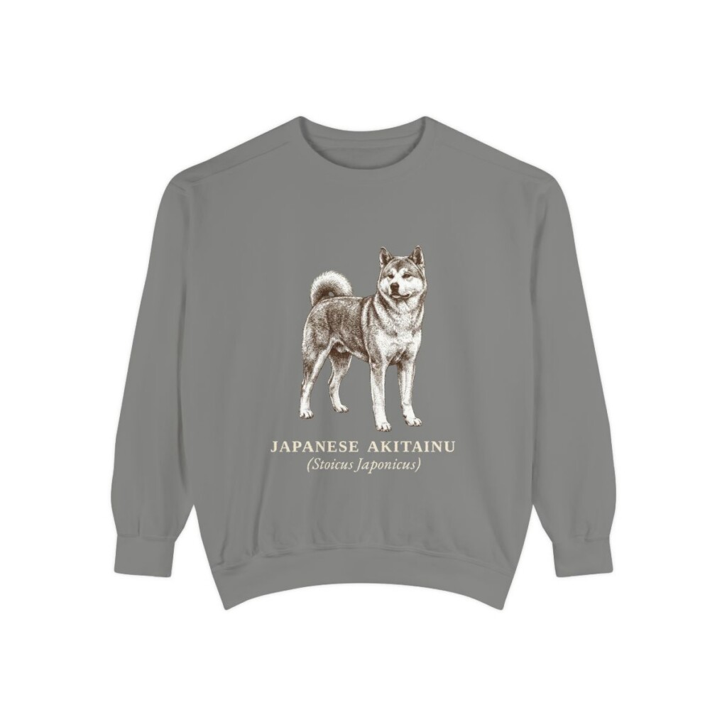 Japanese Akitainu Latin Sweatshirt, Grey, front view