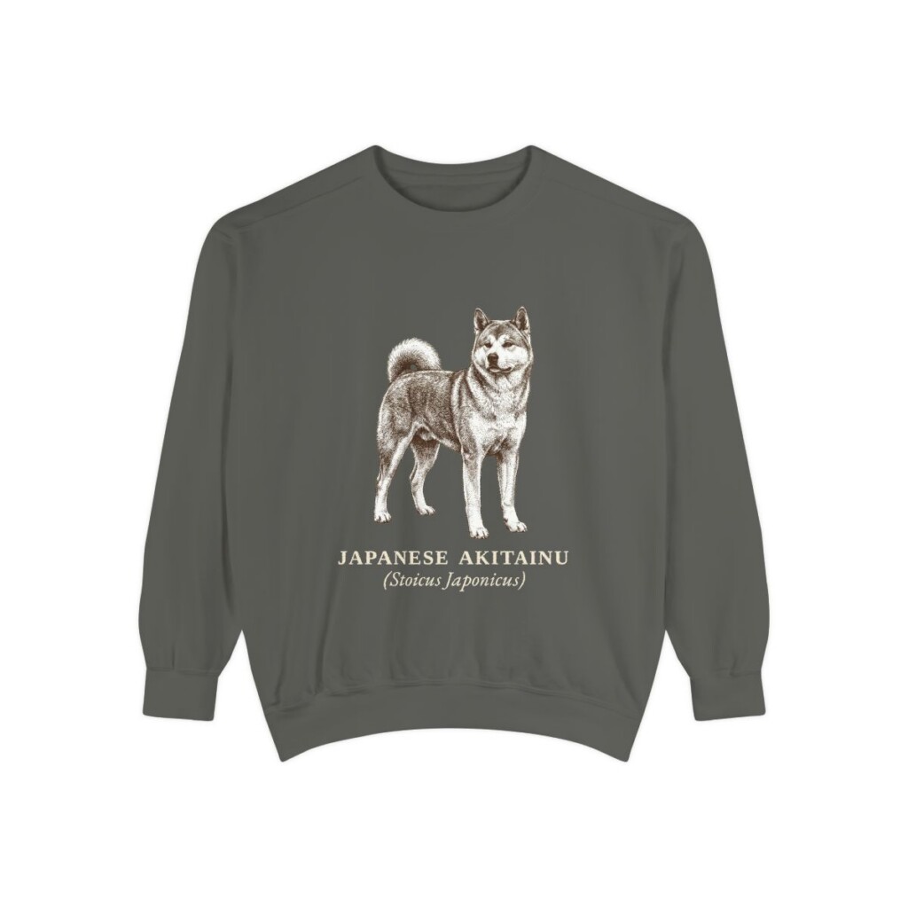 Japanese Akitainu Latin Sweatshirt, Pepper, front view