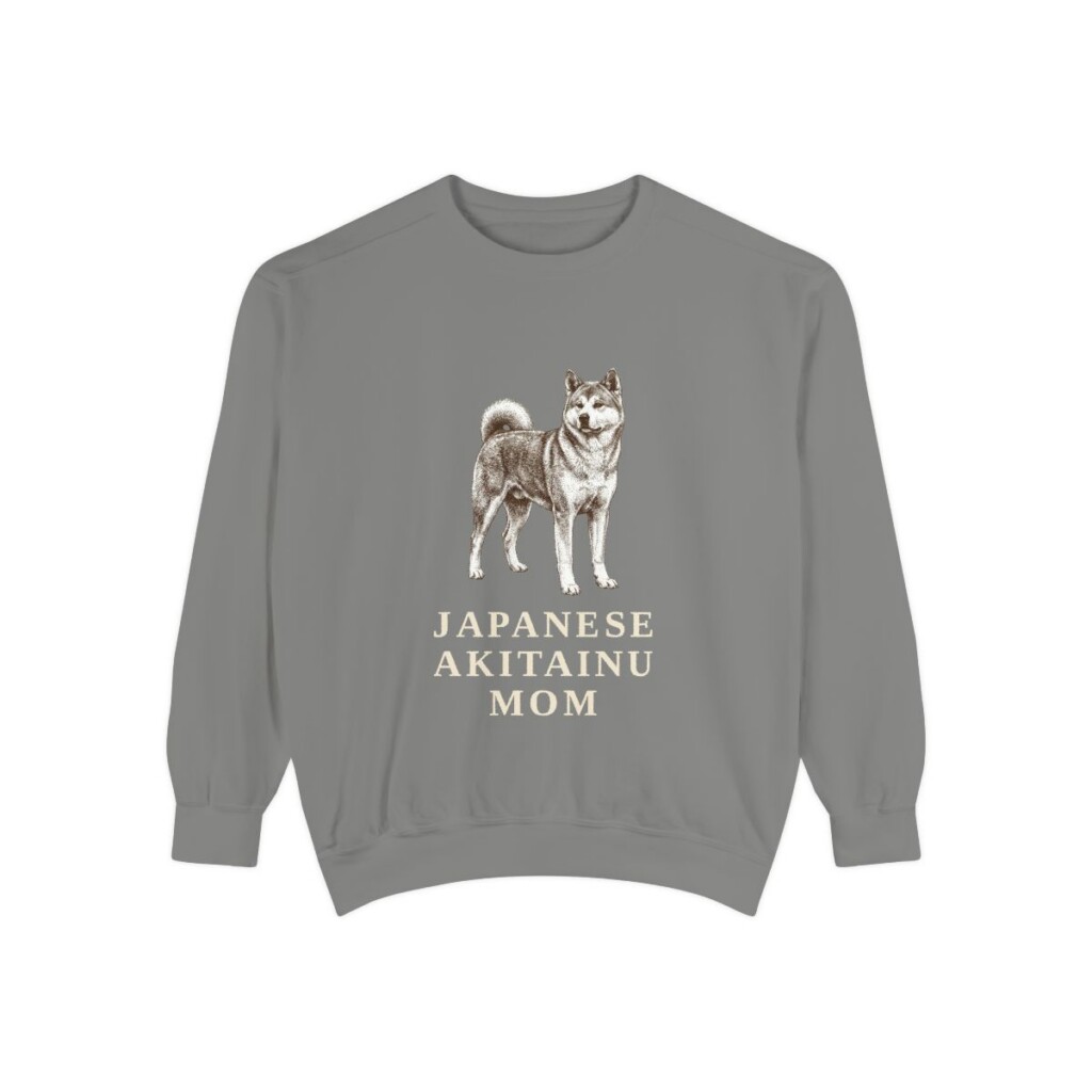 Japanese Akitainu Mom Sweatshirt, Grey, front view