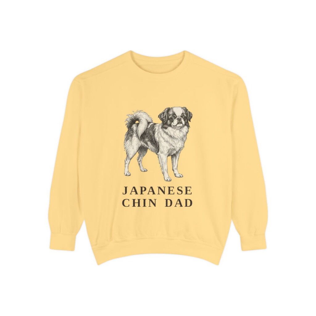 japanese-chin-sweatshirt-dad-butter Japanese Chin Dad Sweatshirt, Butter, front view