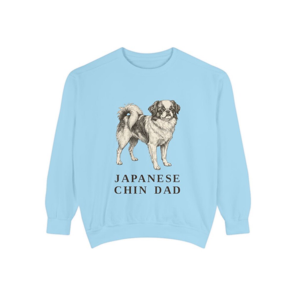 japanese-chin-sweatshirt-dad-chambray Japanese Chin Dad Sweatshirt, Chambray, front view