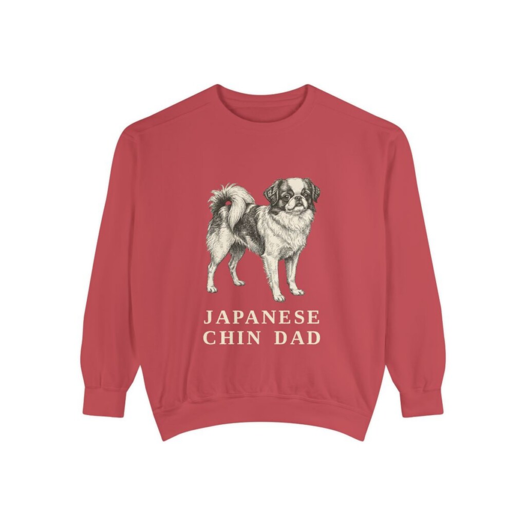 japanese-chin-sweatshirt-dad-crimson Japanese Chin Dad Sweatshirt, Crimson, front view