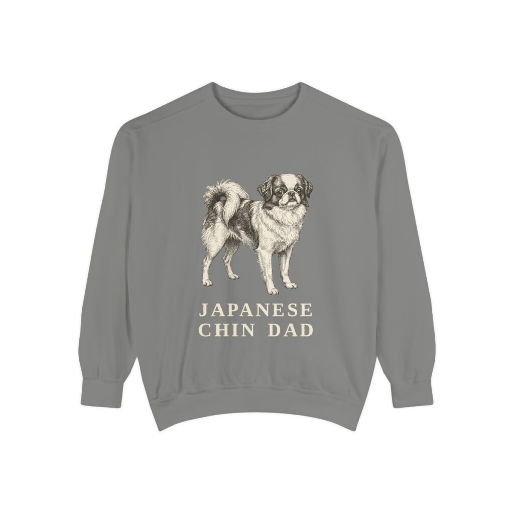 japanese-chin-sweatshirt-dad-grey Japanese Chin Dad Sweatshirt, Grey, front view