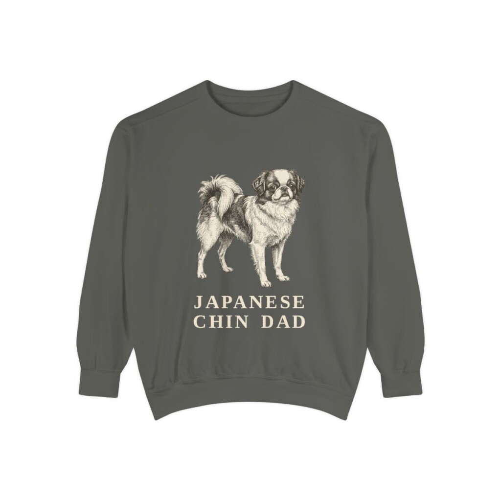japanese-chin-sweatshirt-dad-pepper Japanese Chin Dad Sweatshirt, Pepper, front view