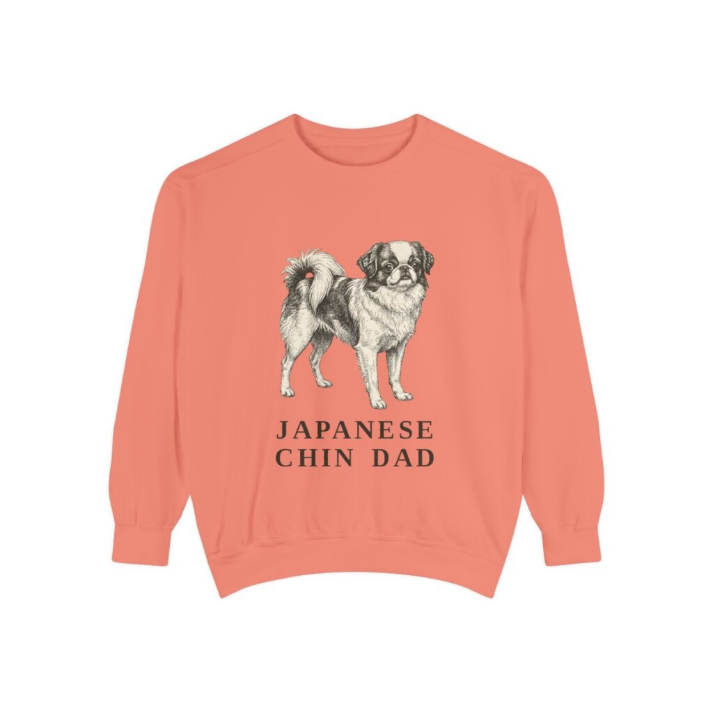 japanese-chin-sweatshirt-dad-terracotta Japanese Chin Dad Sweatshirt, Terracotta, front view