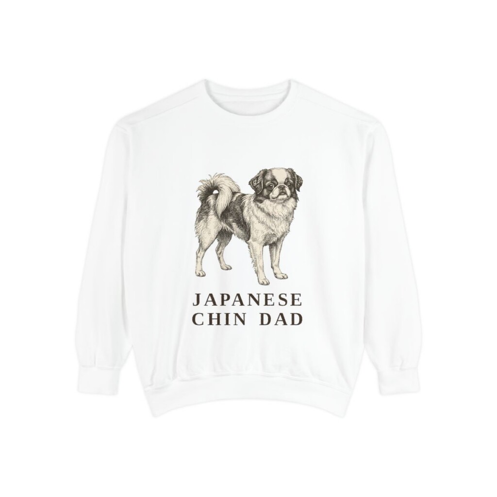 japanese-chin-sweatshirt-dad-white Japanese Chin Dad Sweatshirt, White, front view