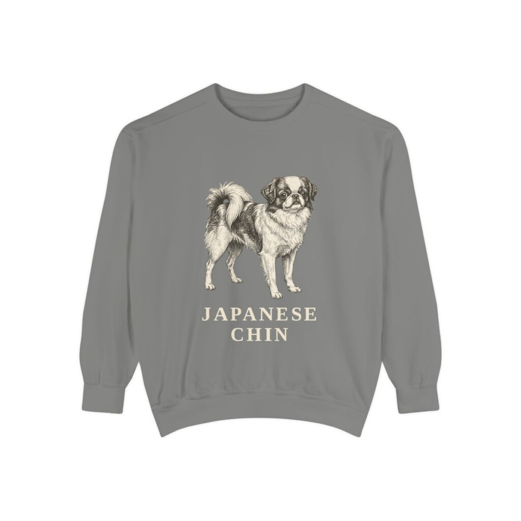 Japanese Chin Sweatshirt, Grey, front view