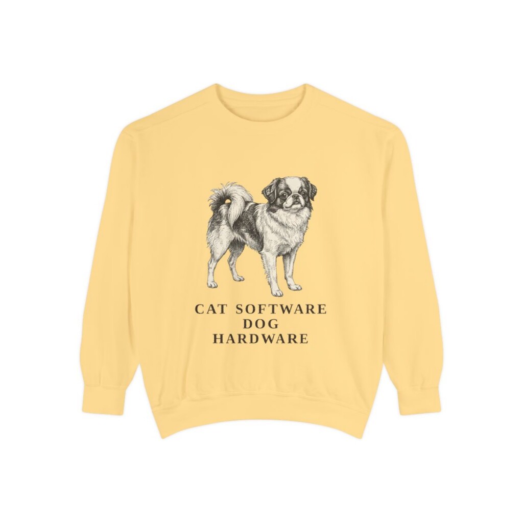 japanese-chin-sweatshirt-humor-butter Japanese Chin Humor Sweatshirt, Butter, front view