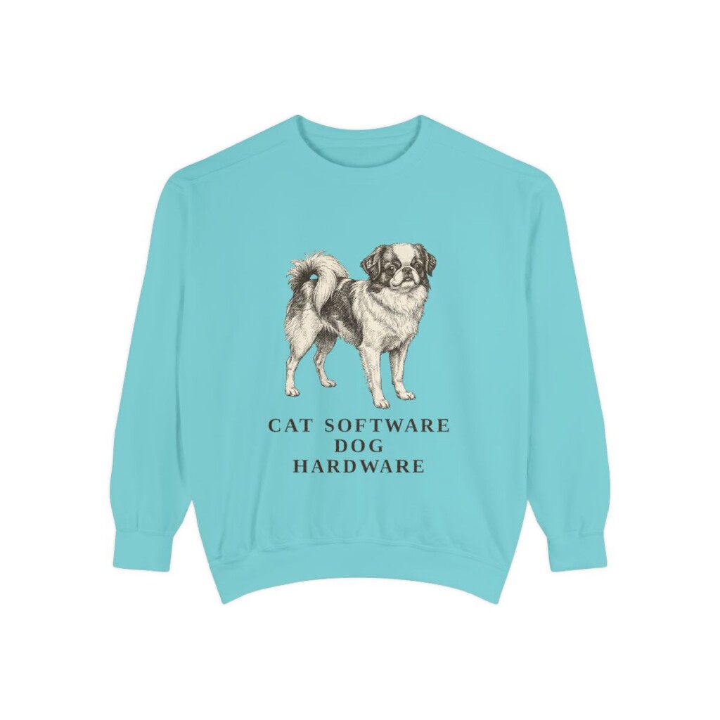 japanese-chin-sweatshirt-humor-chalky-mint Japanese Chin Humor Sweatshirt, Chalky Mint, front view