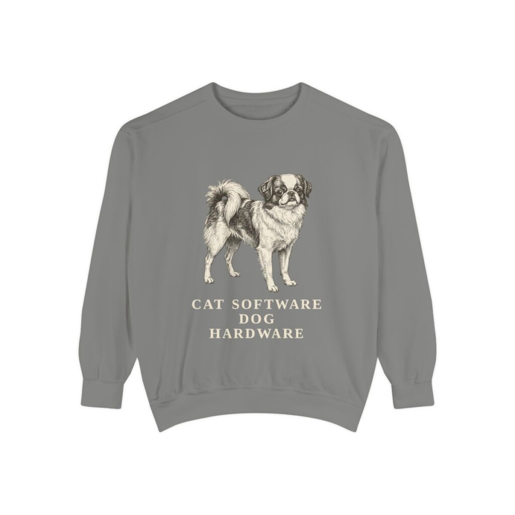 japanese-chin-sweatshirt-humor-grey Japanese Chin Humor Sweatshirt, Grey, front view