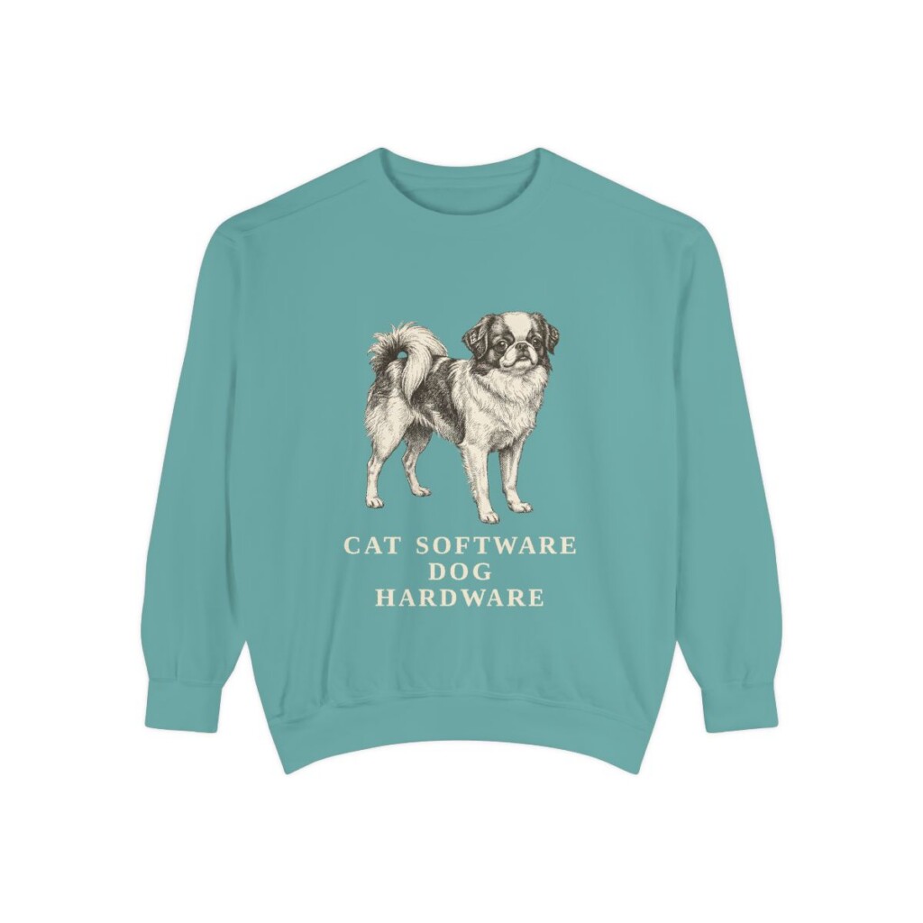 japanese-chin-sweatshirt-humor-seafoam Japanese Chin Humor Sweatshirt, Seafoam, front view