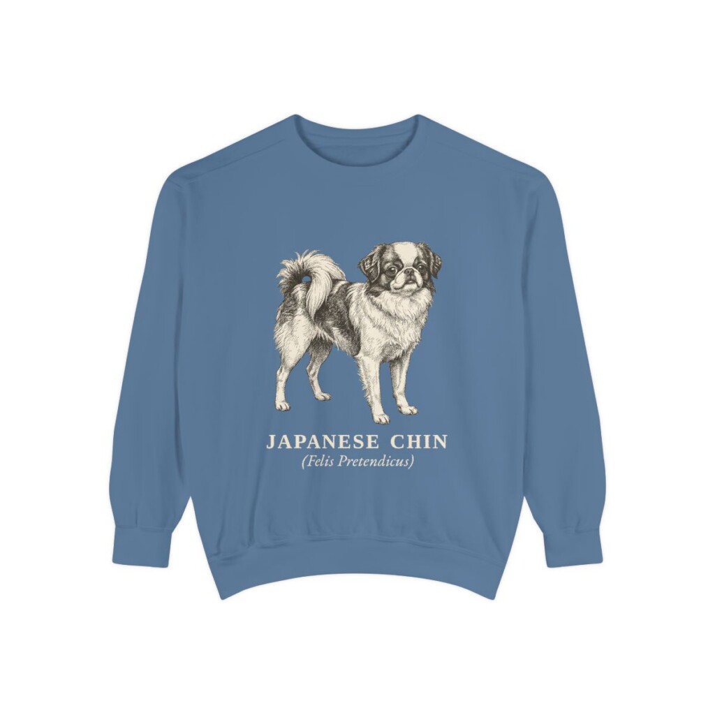 Japanese Chin Latin Sweatshirt, Blue Jean, front view