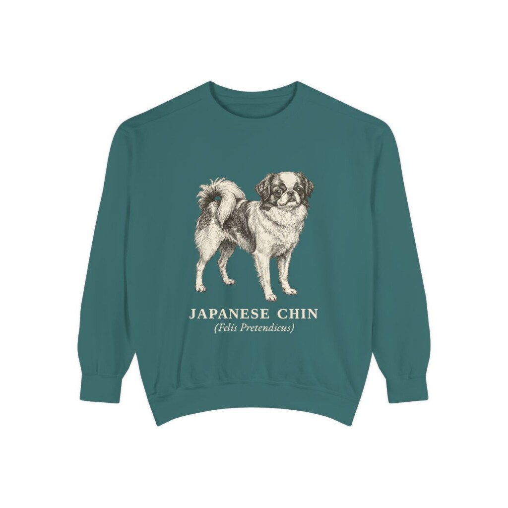 Japanese Chin Latin Sweatshirt, Blue Spruce, front view