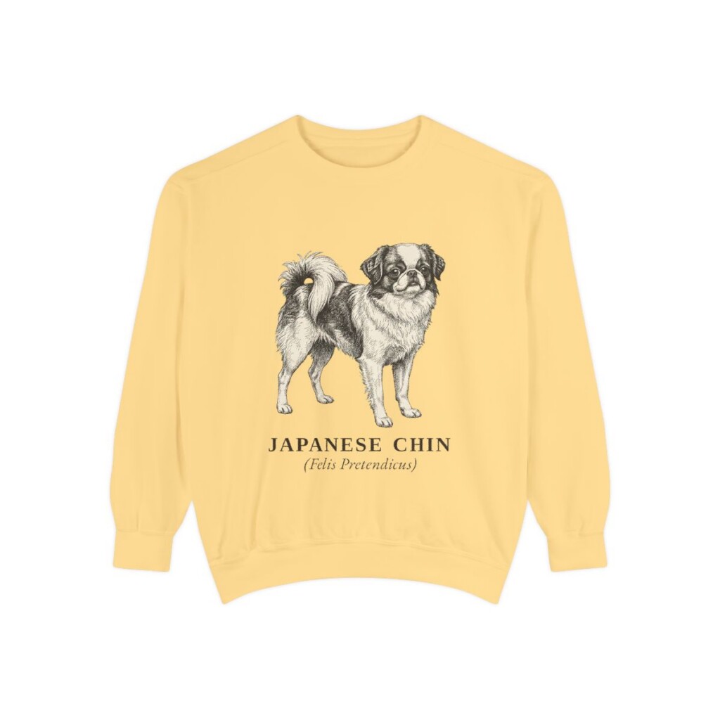 Japanese Chin Latin Sweatshirt, Butter, front view