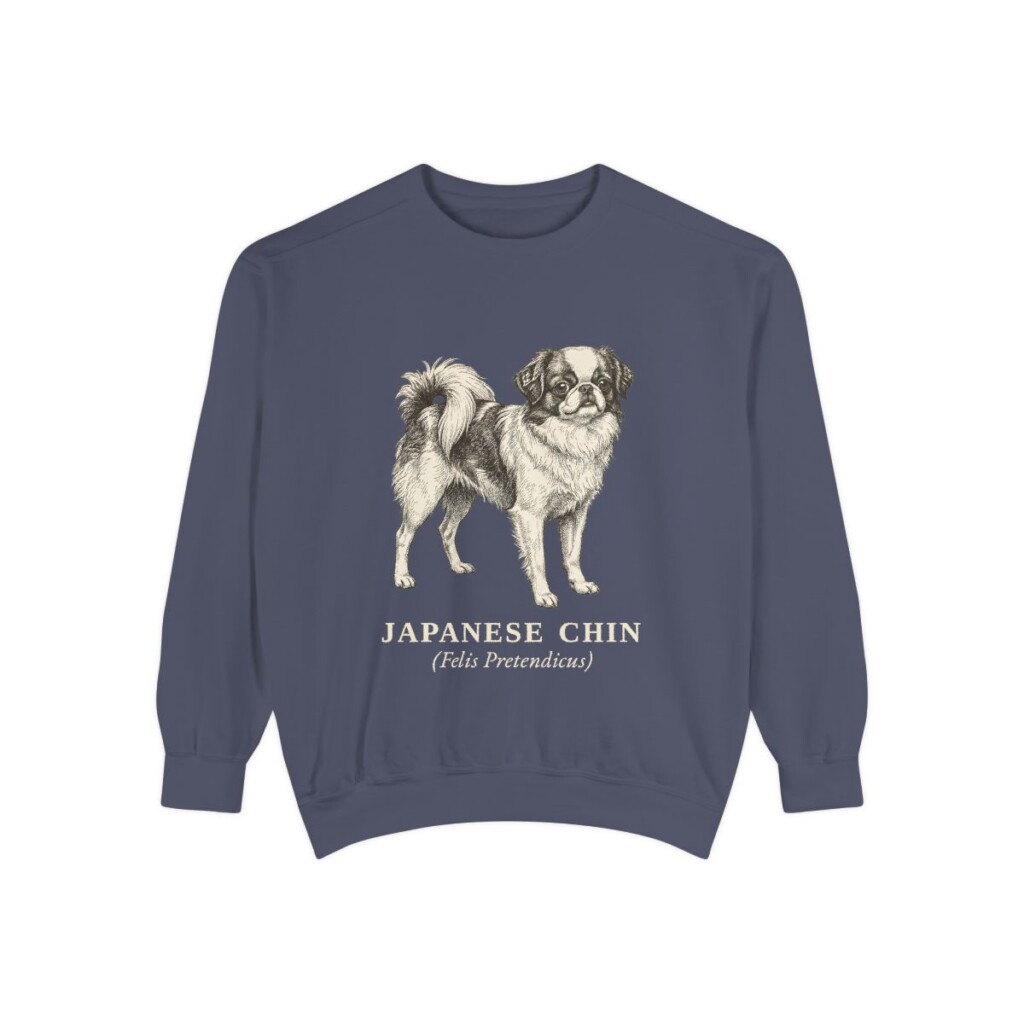 Japanese Chin Latin Sweatshirt, Denim, front view