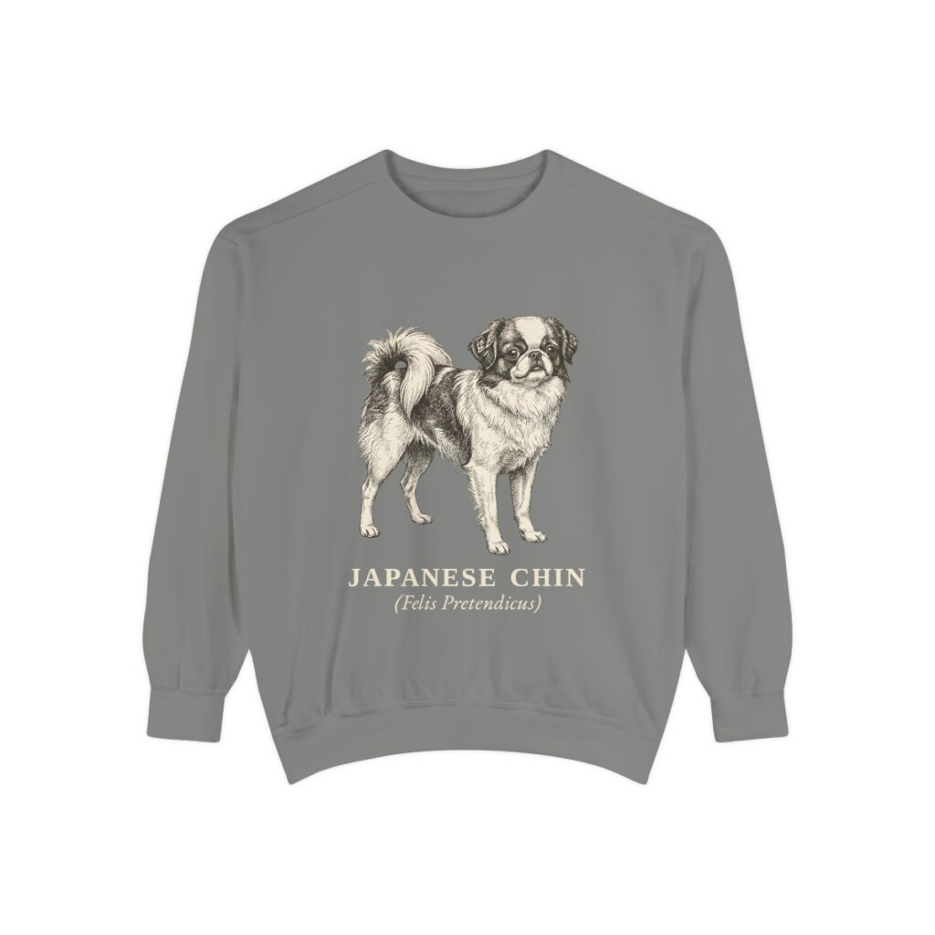 Japanese Chin Latin Sweatshirt, Grey, front view