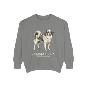 Japanese Chin Latin Sweatshirt, Grey, front view