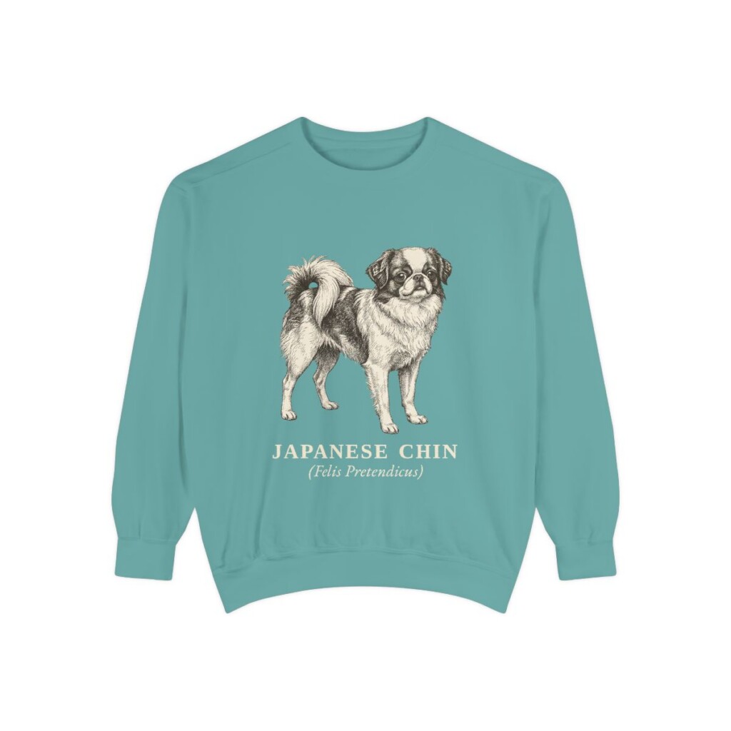 Japanese Chin Latin Sweatshirt, Seafoam, front view