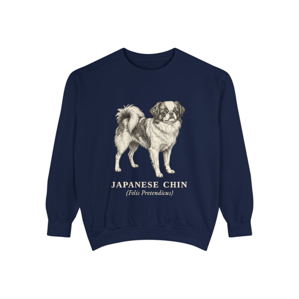 Japanese Chin Latin Sweatshirt, True Navy, front view