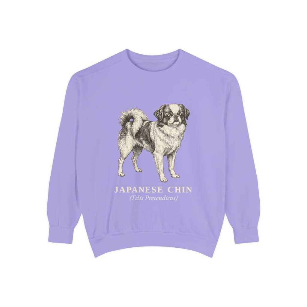 Japanese Chin Latin Sweatshirt, Violet, front view