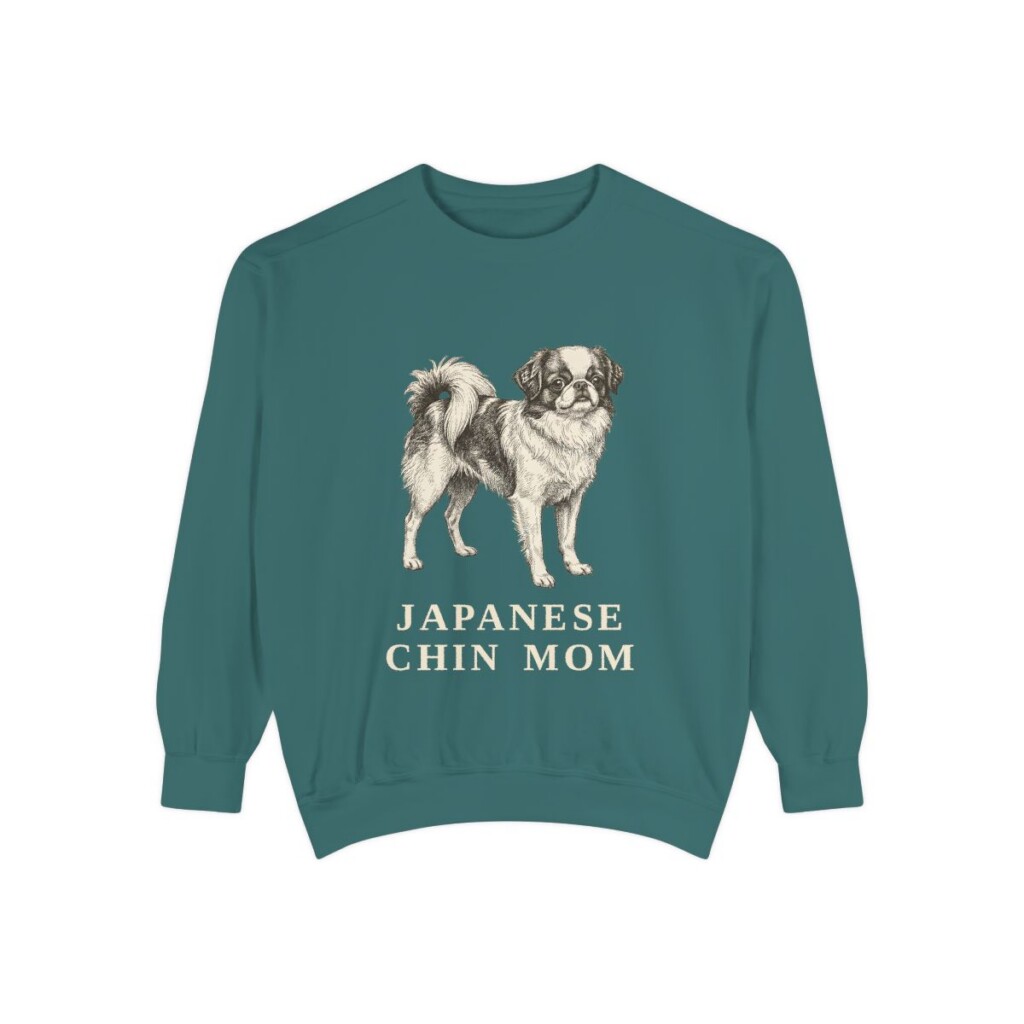 Japanese Chin Mom Sweatshirt, Blue Spruce, front view