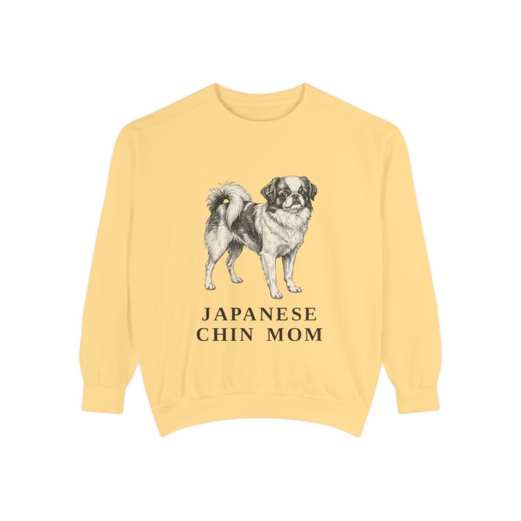 Japanese Chin Mom Sweatshirt, Butter, front view
