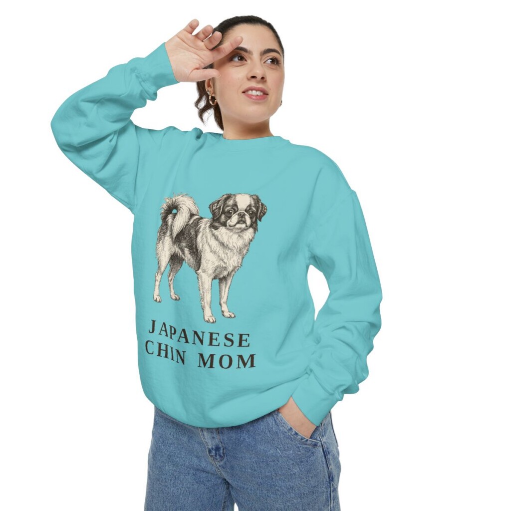 Japanese Chin Mom Sweatshirt, Chalky Mint, person 2 context