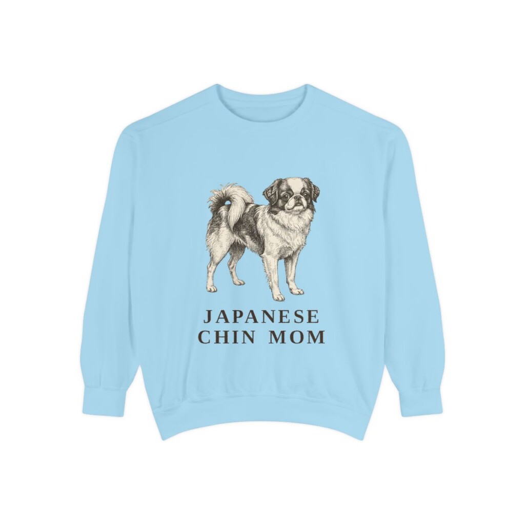 Japanese Chin Mom Sweatshirt, Chambray, front view
