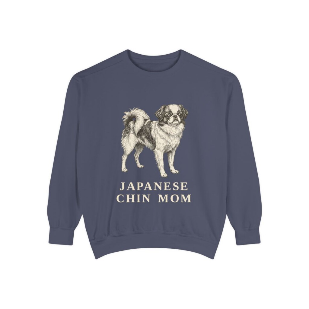 Japanese Chin Mom Sweatshirt, Denim, front view