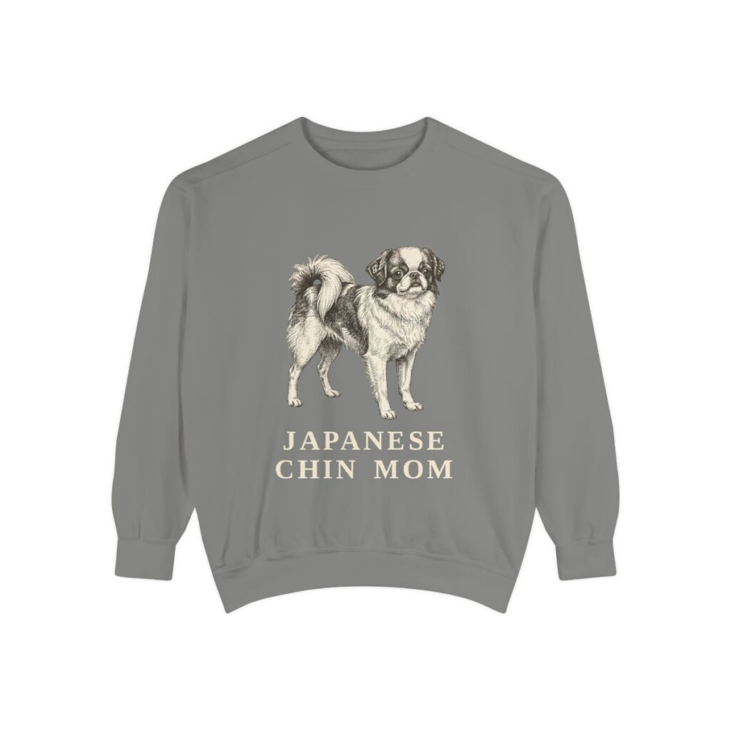 Japanese Chin Mom Sweatshirt, Grey, front view